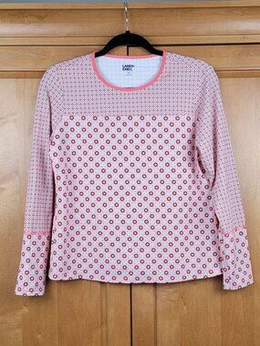 Lands' End Coral Geo/Floral Print UPF 50 Long Sleeve Rash Guard Swim Tee - MP